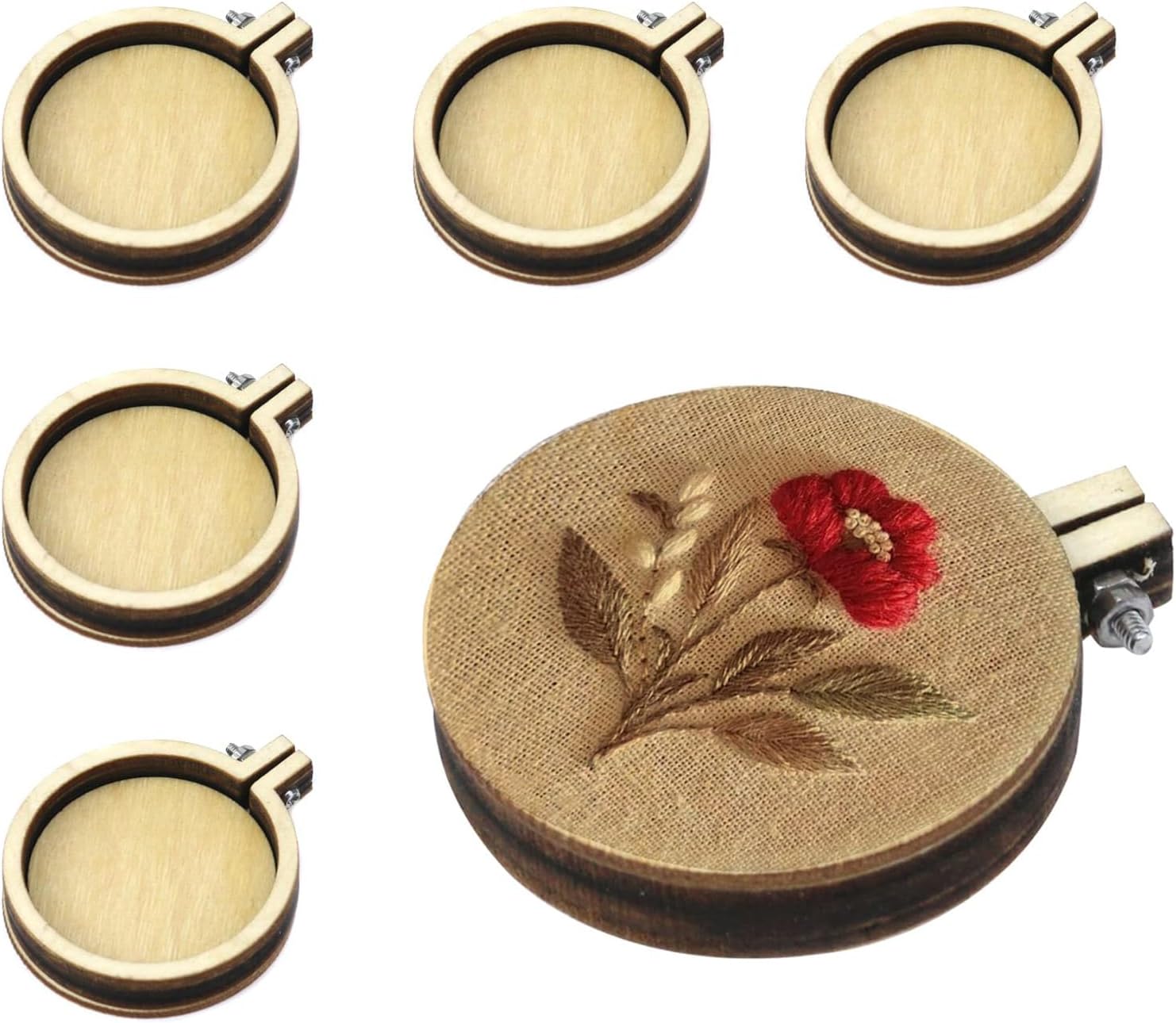 Dnyta 10pcs Mini Embroidered Hoop Round Tiny Cross Stitch Hoops for Art Craft Sewing Keychain Earrings Jewelry(1.6")