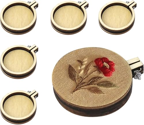 Miniatura 2 de Dnyta 10 aros pequeños bordados redondos para punto de cruz, para manualidades, costura, llavero, aretes, joyería (1.6 pulgadas)