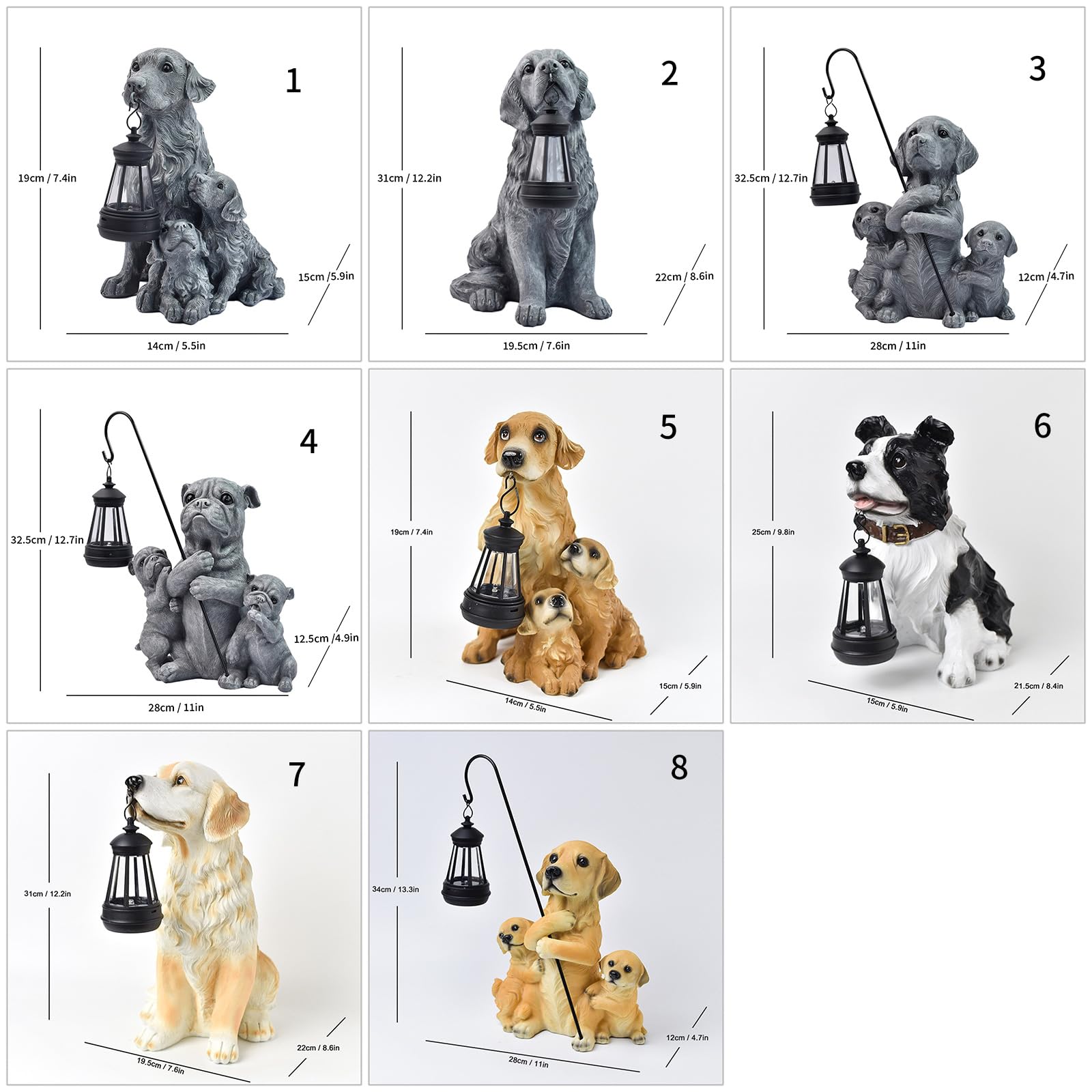 Lampada solare resistente delle passerelle della statua del giardino di energia solare di forma per le statue del cane della decorazione del percorso del portico con la luce