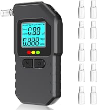 Electronic Alcohol Tester Digital Alcohol Tester with 10 Mouthpieces, Electronic Etiloteste, High Precision Measurements for Personal Home Tests (Black)