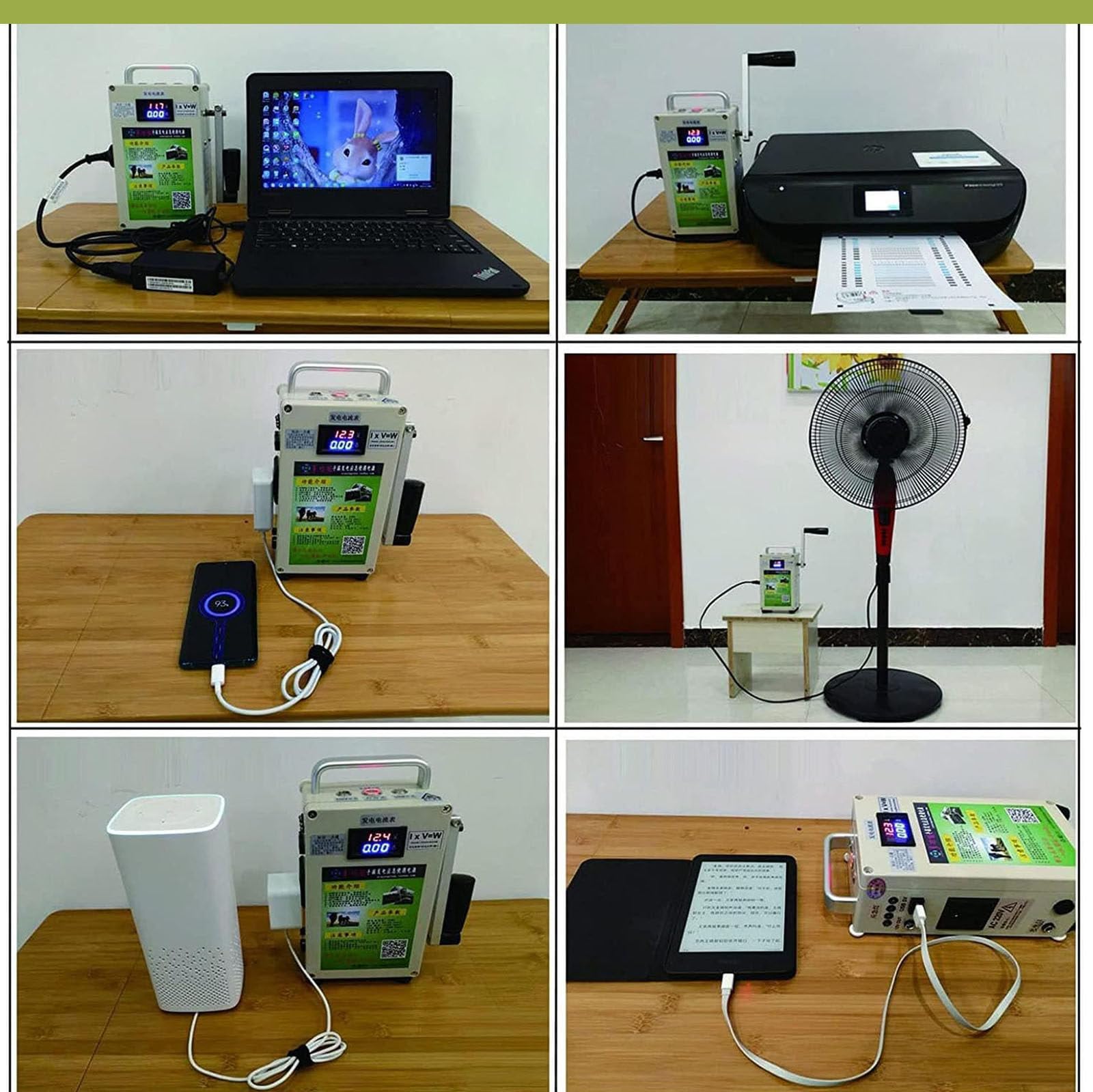 Generador Portátil para Generador de Manivela, DC 220 V Estación de Energía Portátil para Cargador de Manivela Dinamo Generador para Acampar Generador de Emergencia al Aire Libre