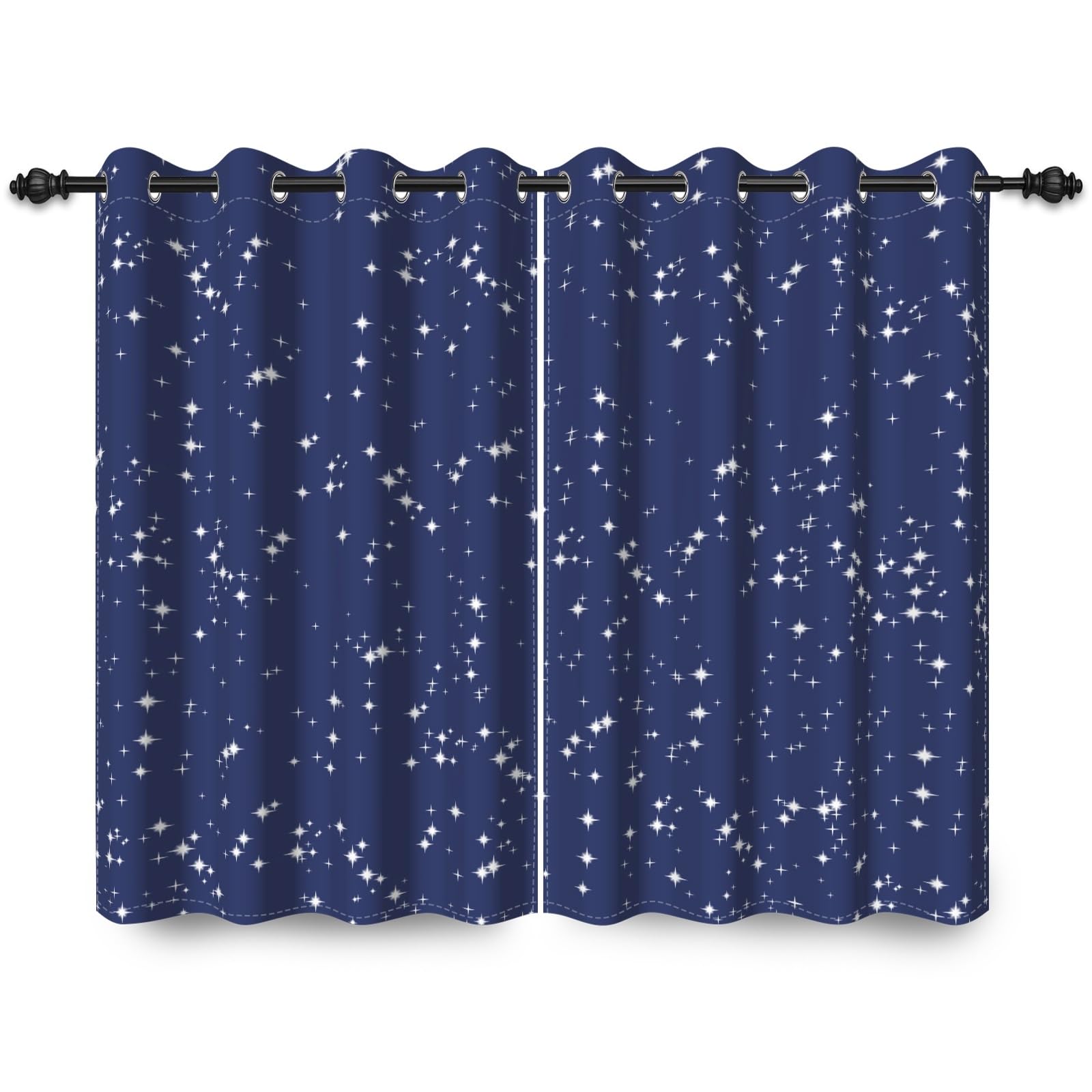 135x245cm Cortina con Ojales para Dormitorio Infantil Estrella Brillante Cielo Azul Lámina de Arte Abstracto Separadores de ambientes Cortinas para Ventanas Sala de Estar,2 Panels