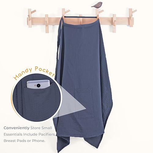 Miniatura 3 de Cherub Funda de lactancia de muselina de privacidad para lactancia materna, nuevo diseño de bolsillo, funda de lactancia materna con bolsa de