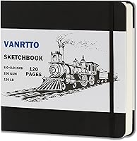 Vista 8 de Cuaderno de bocetos de tapa dura, cuaderno cuadrado con papel de dibujo grueso de 120LB/200GSM, bloc de bocetos de 120 páginas/60 hojas