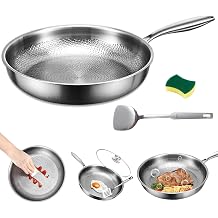 Titanium Hammered Pan Pro, Multifunctional Ultra-Durable Scratch-Resistant Non Stick Wok & Stir-Fry Pans, Frying Pans for Oven, Induction & All Cooktops,10.2in