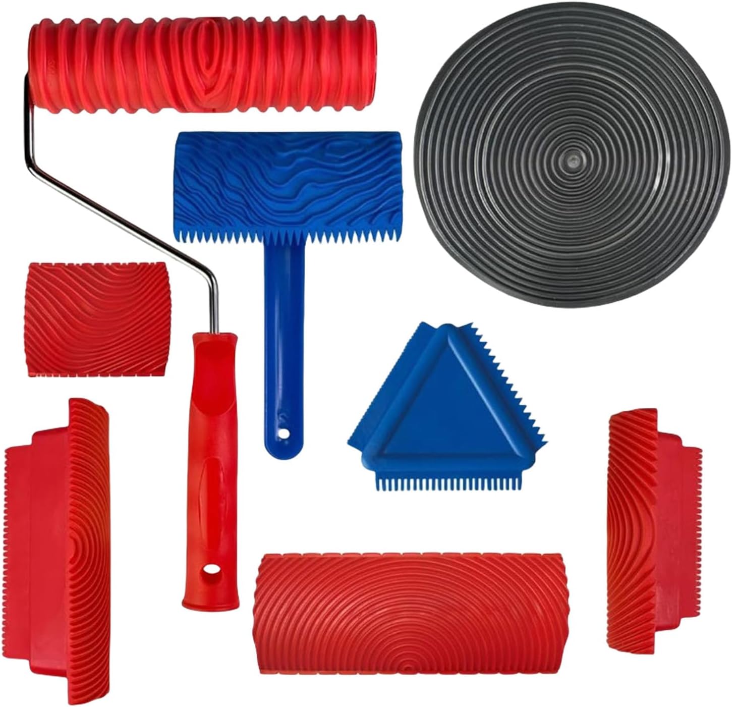 Complete Painting Set with Drywalls Texture Rollers and Roller Frame for Wall Surfaces Finishes Daily Use Painting Supplies