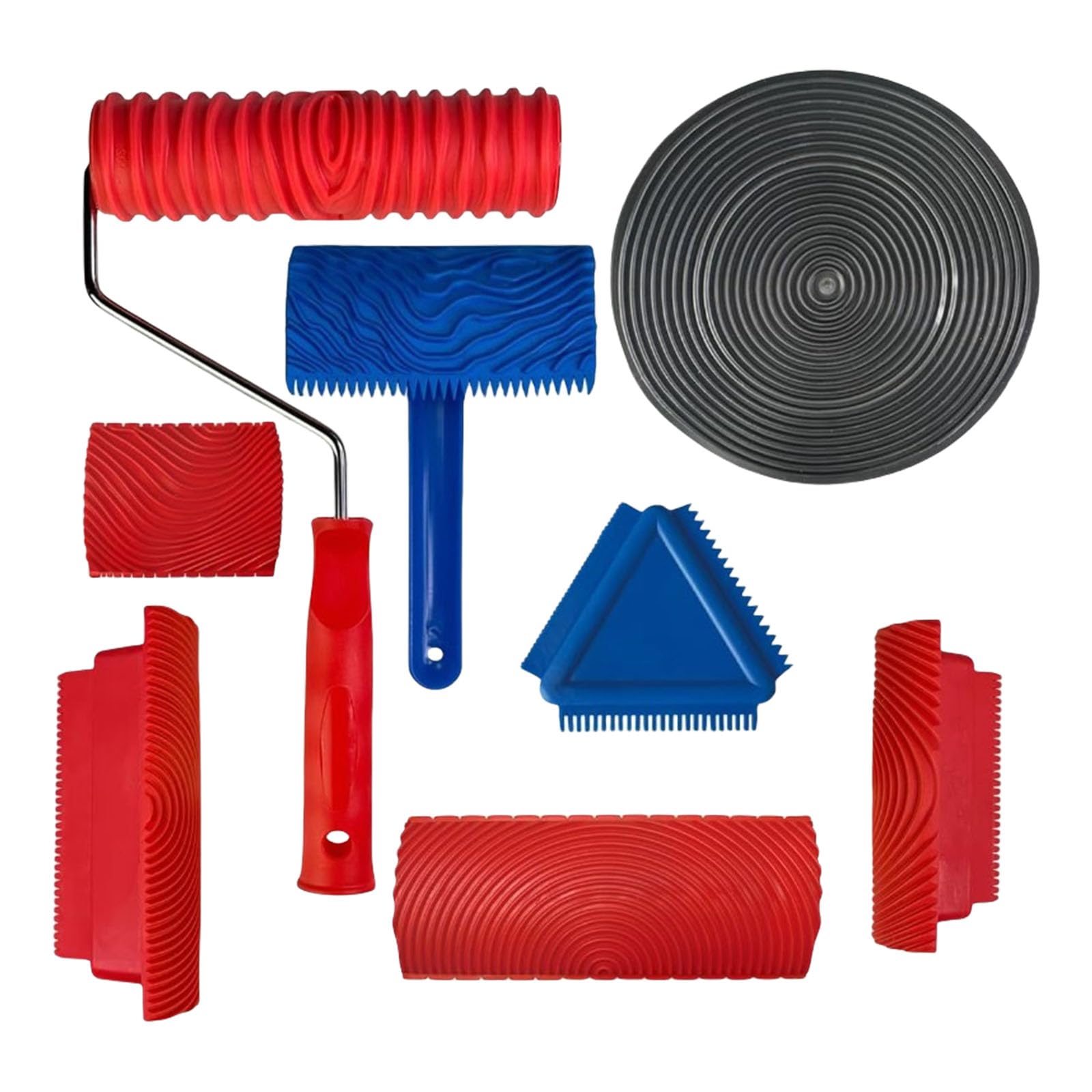 Buxuaaaa New Wood Grain Multipurpose 8Pieces Paint Roller Set Featuring Sturdy Rollers For Interior Wall Applications Daily Use Painting Supplies
