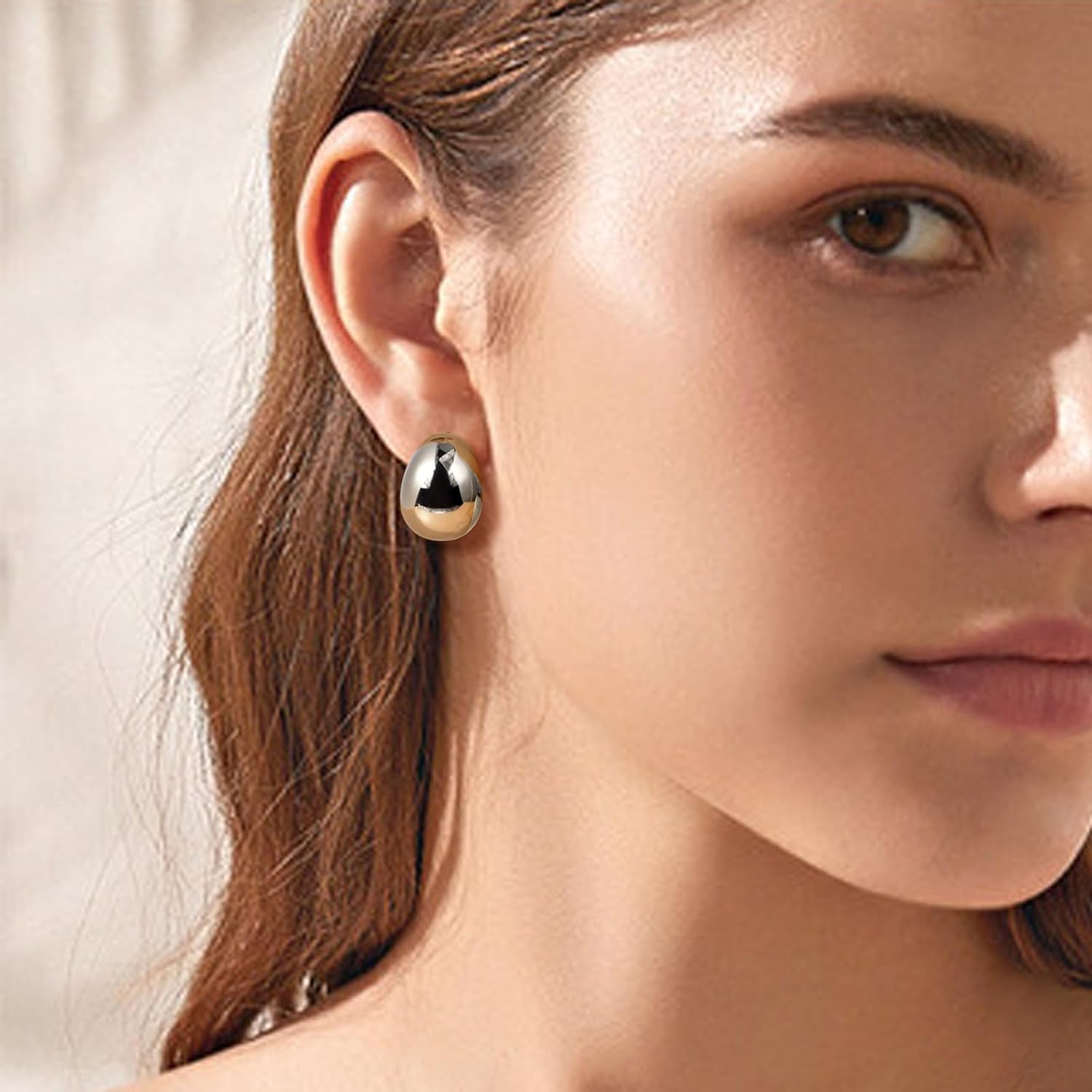 CANDYFANCY Hoop Earrings for Women Trendy Chunky Gold Waterdrop Open Lightweight Hollow Earrings Papercilp Link Twisted Huggie Hoop Drop Dangle Earrings Fashion Dainty Jewelry Gifts - Image 3