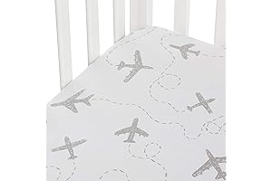 Cloud Island Grey Flying Airplanes Jersey Cotton Fitted Crib Sheet
