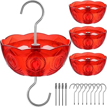 Ant Moat for Hummingbird Feeders, Humingbird Feeder Ant Moat, Vintage Style Hummingbird Ant Guard, 5 OZ Large Ant Moat, Ant Motes - Ant Guard4 Pack, Red