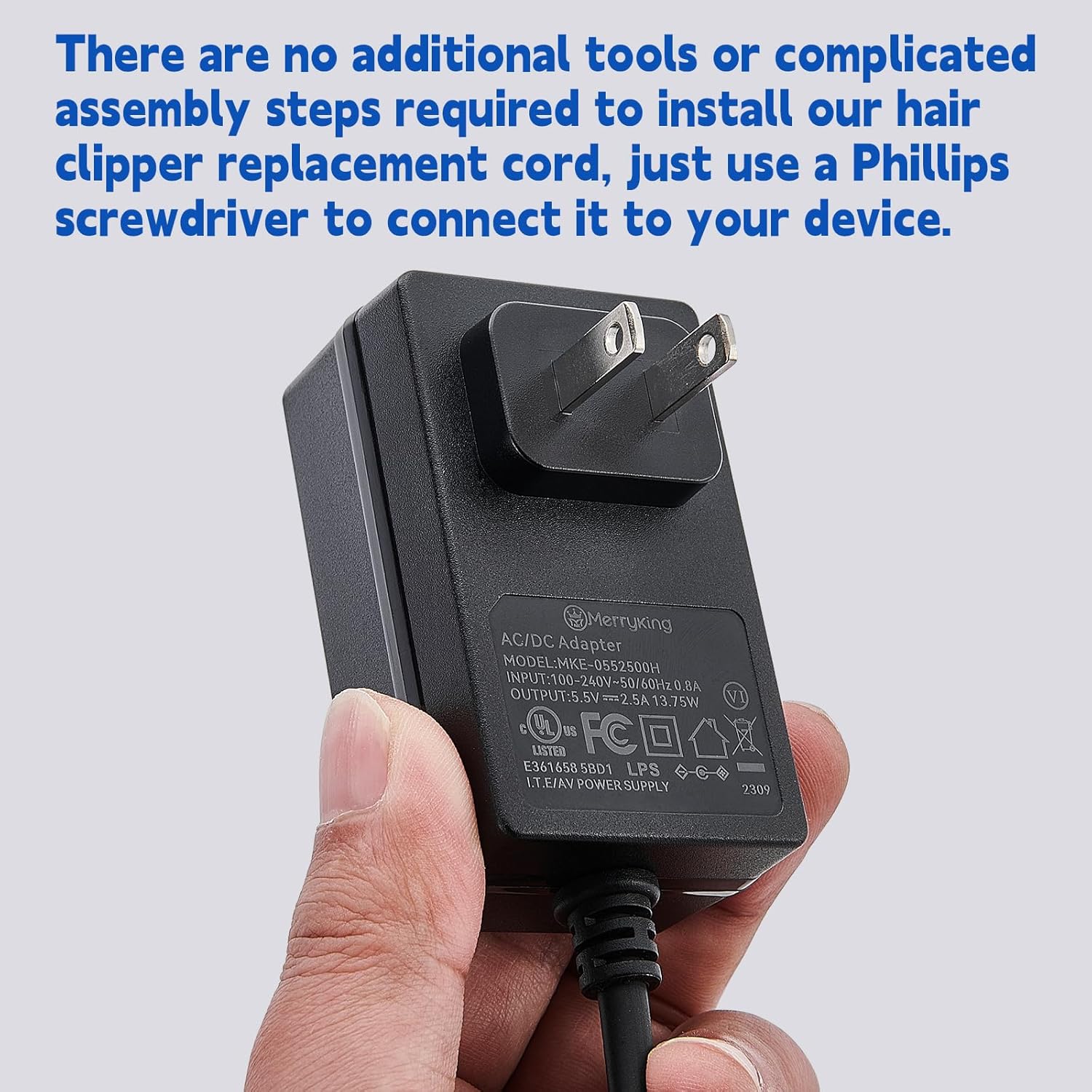 Dog Grooming Clippers Replacement Cords - Compatible with Andis Excel SMC Model Clippers - 12 Foot Long Cord - 1 Pack