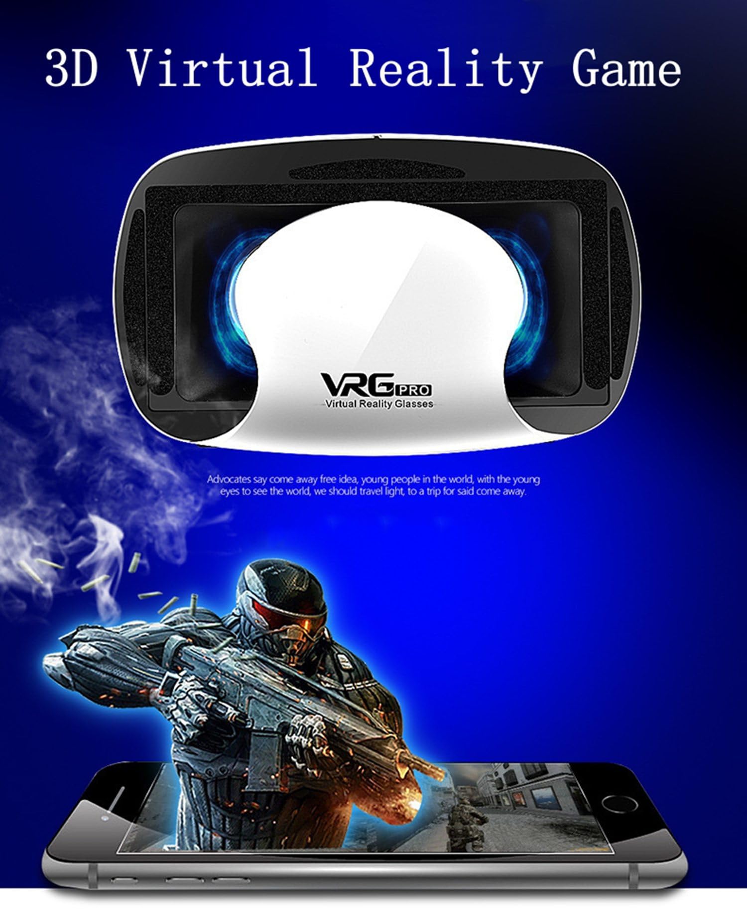 Cuffie per realtà virtuale per bambini e adulti, occhiali universali 3D VR per giocare a film 3D, compatibili con smartphone iOS e Android da 5-7 pollici, bianco