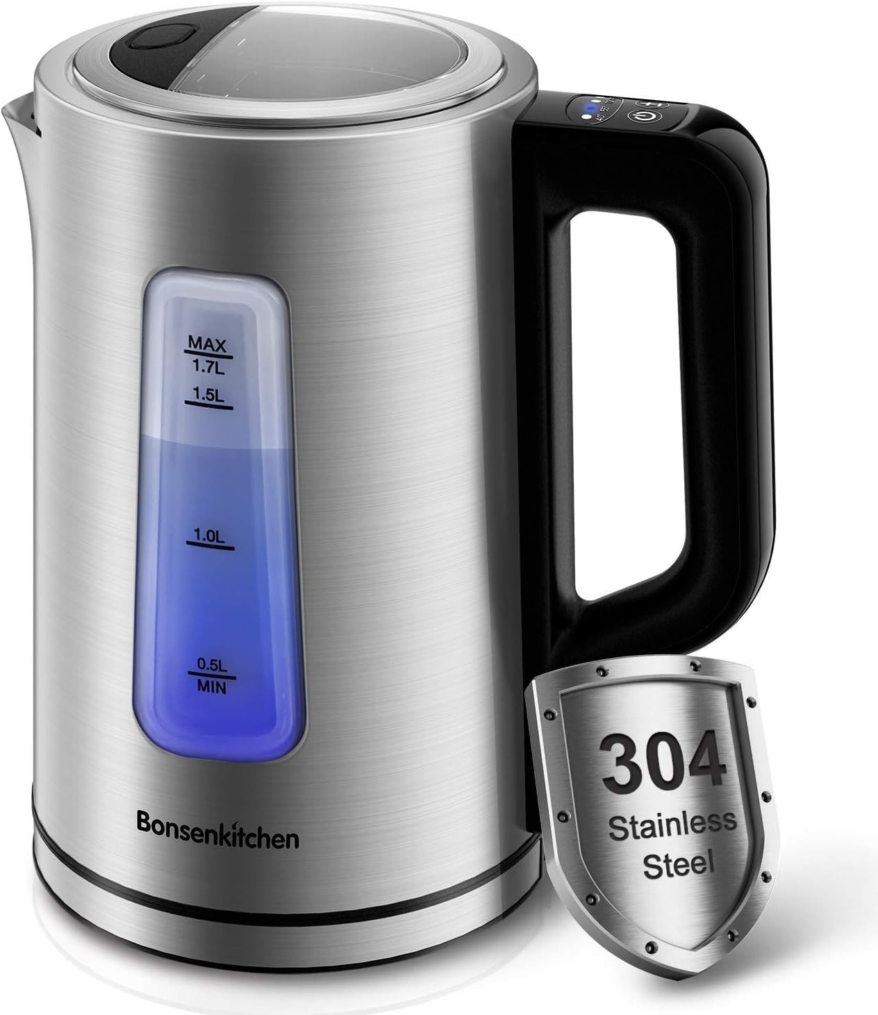 Electric Tea Kettle with Tea Infuser, 1.7L 1500W Temperature Control, Borosilicate Glass Water Warmer with Digital Screen with LED Indicator Light, Overheat Protection