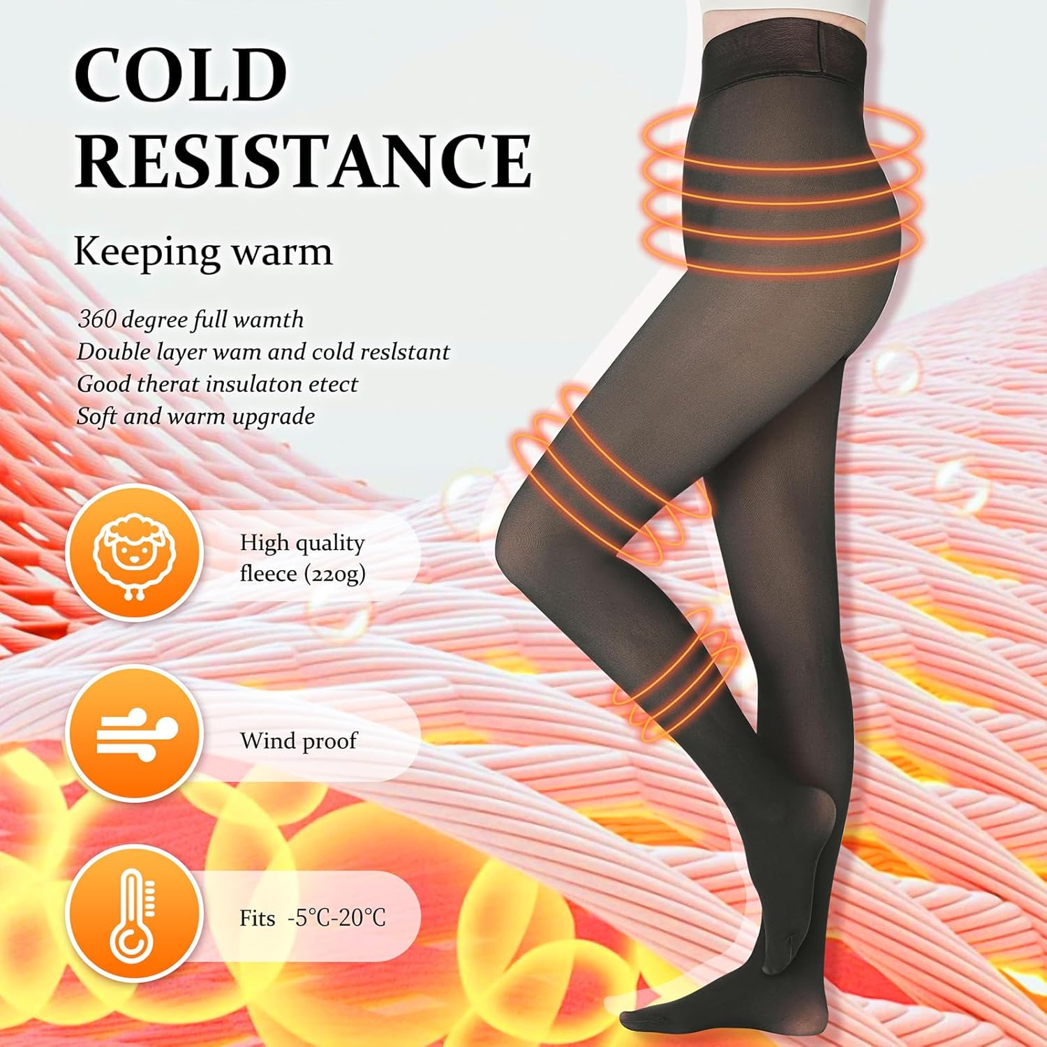 Fleece Lined Tights Women, Warm Pantyhose leggings Women,Fake Translucent Thermal Skin Colored Tights for Winter - Image 7