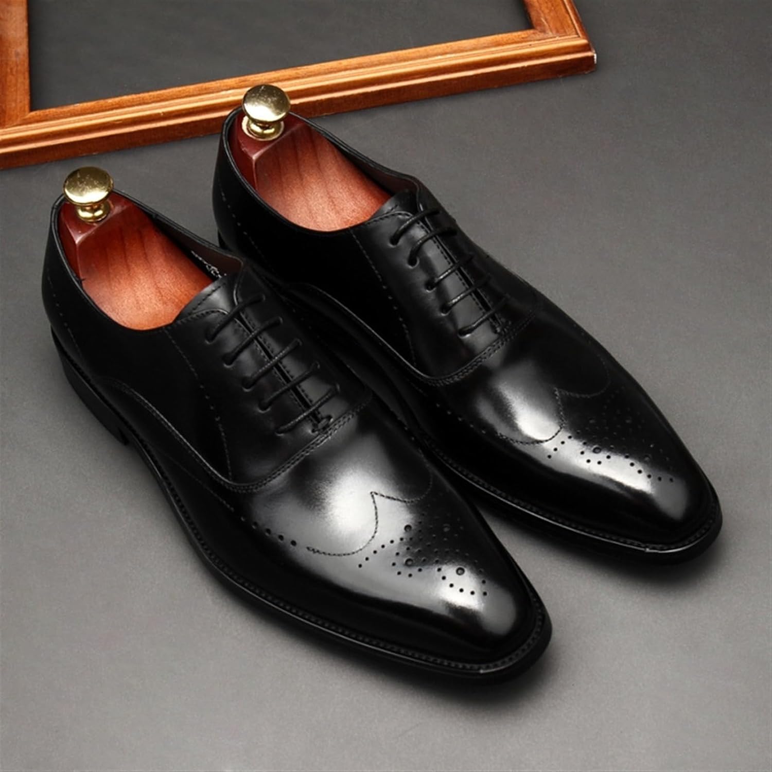 Dress Shoes for Men Men's Black Pointed Lace Up Dress Shoes Stylish Formal Footwear for Men