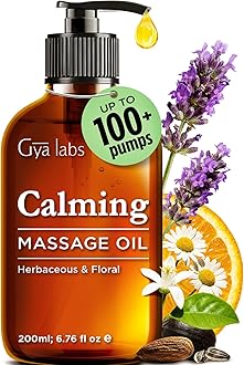 Gya Labs Calming Massage Oil - 6.76 Fl Oz - Non-Greasy Formula for Sore Muscles, Deep Relaxation & All Skin Types - Suitable for Men & Women