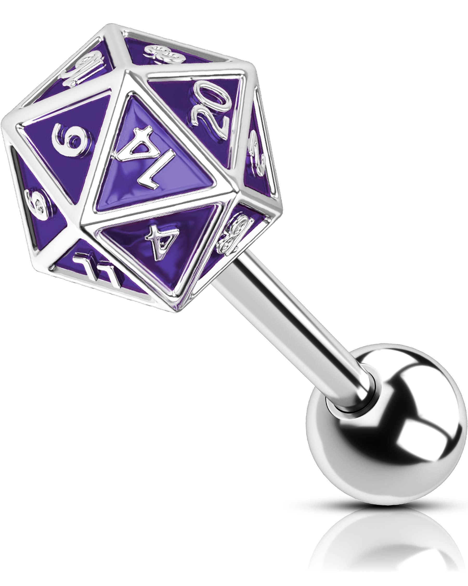 OUFER16g Helix Piercings Conch Ring Tragus Earring Cartilage Studs DND Geometric Metal Dice Solid Ear Lobe Jewellery Bar 1.2mm