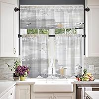 Vista 152 de Cenefas de cocina modernas con patrón de cobre marrón dorado para ventanas, cenefas opacas abstractas de marcas de arañazos y cortinas opacas