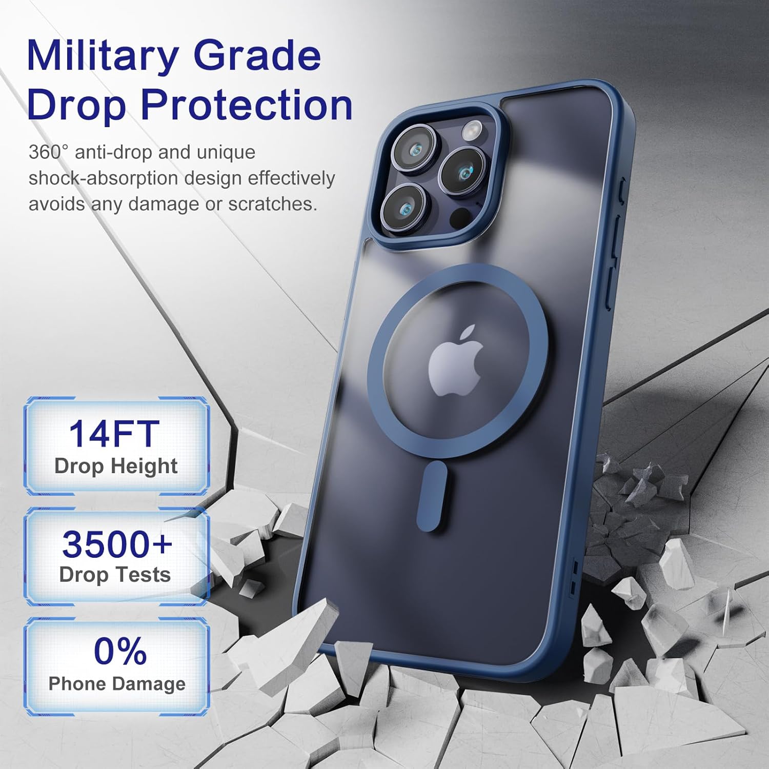 for iPhone 15 Pro Case, Compatible with MagSafe, Military-Grade Protection, Yellowing Resistant, Scratch-Resistant Back, Magnetic Phone Case for iPhone 15 Pro, Blue - Image 5