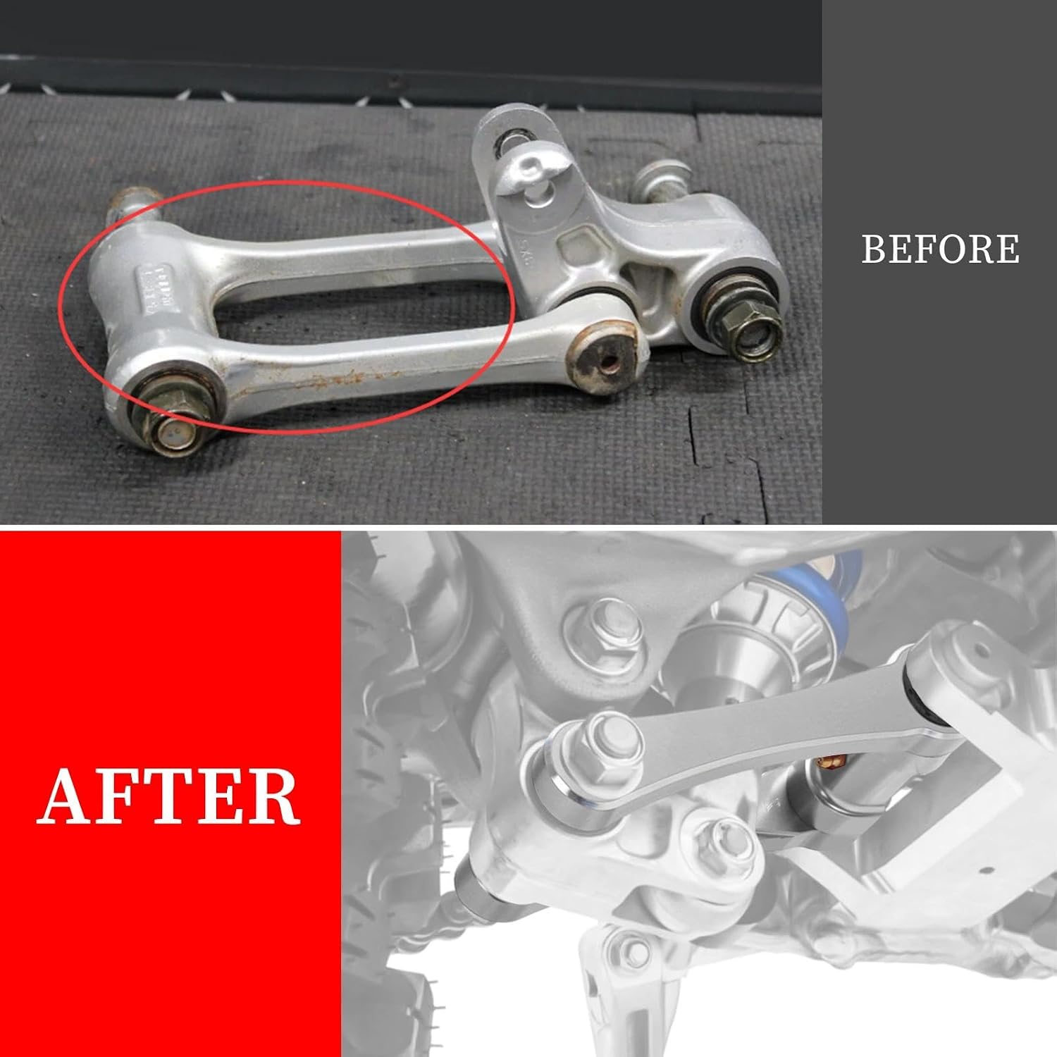 CR125R/450R Lowering Link Rear Drop Link Compatible With CR125R CRF250X CRF250R CRF450R CRF450X,KX250F KX250X KX450 KX450F KX450R KX450X CNC Rear Lowering Suspension Linkage Arm (Silver)