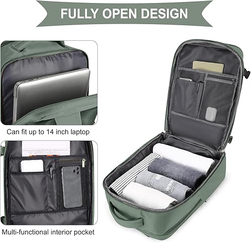 Vista 7 de coowoz Travel Backpack For Women Men,Carry On Backpack,Hiking Backpack Waterproof Outdoor Sports Rucksack Casual Daypack Travel Essentials(Olive