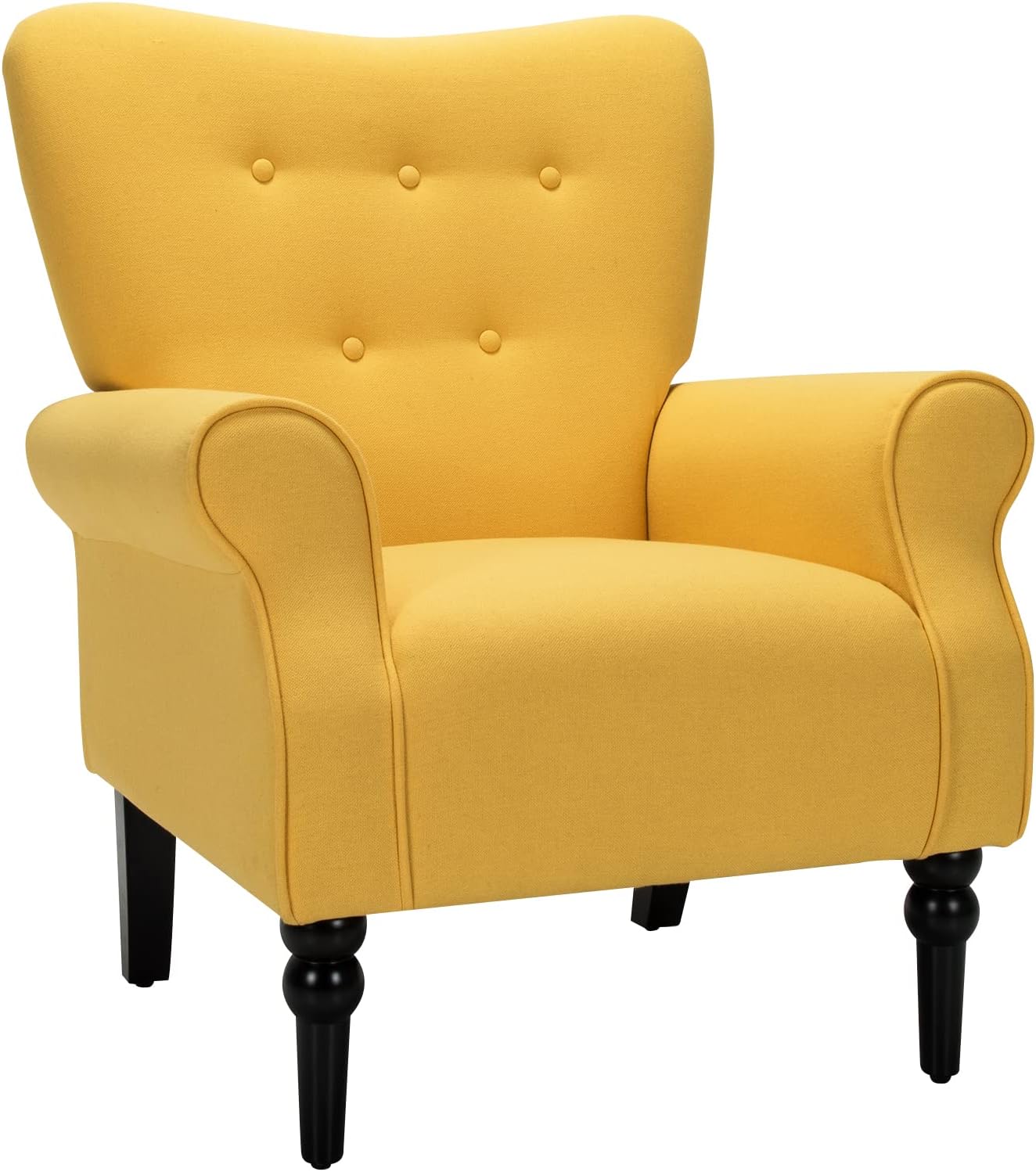 Giantex Fabric Accent Chair, Comfy Cute Living Room Chair w/Arm, Rubber Wood Legs, Adjustable