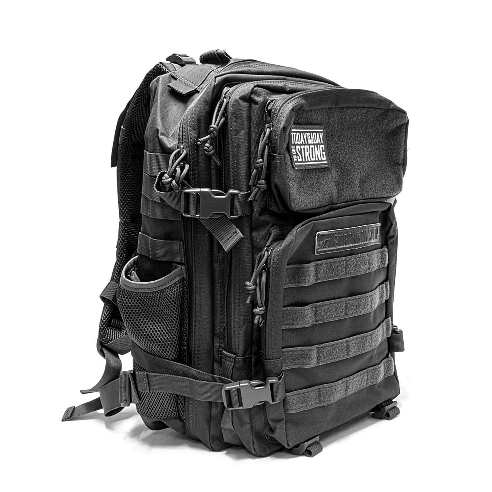 Strength Shop Zaino Militare con sistema Molle integrato, 45L, zaino crossfit con schienale imbottito & tasconetto per borracce, zaino tattico militare per attività outdoor.