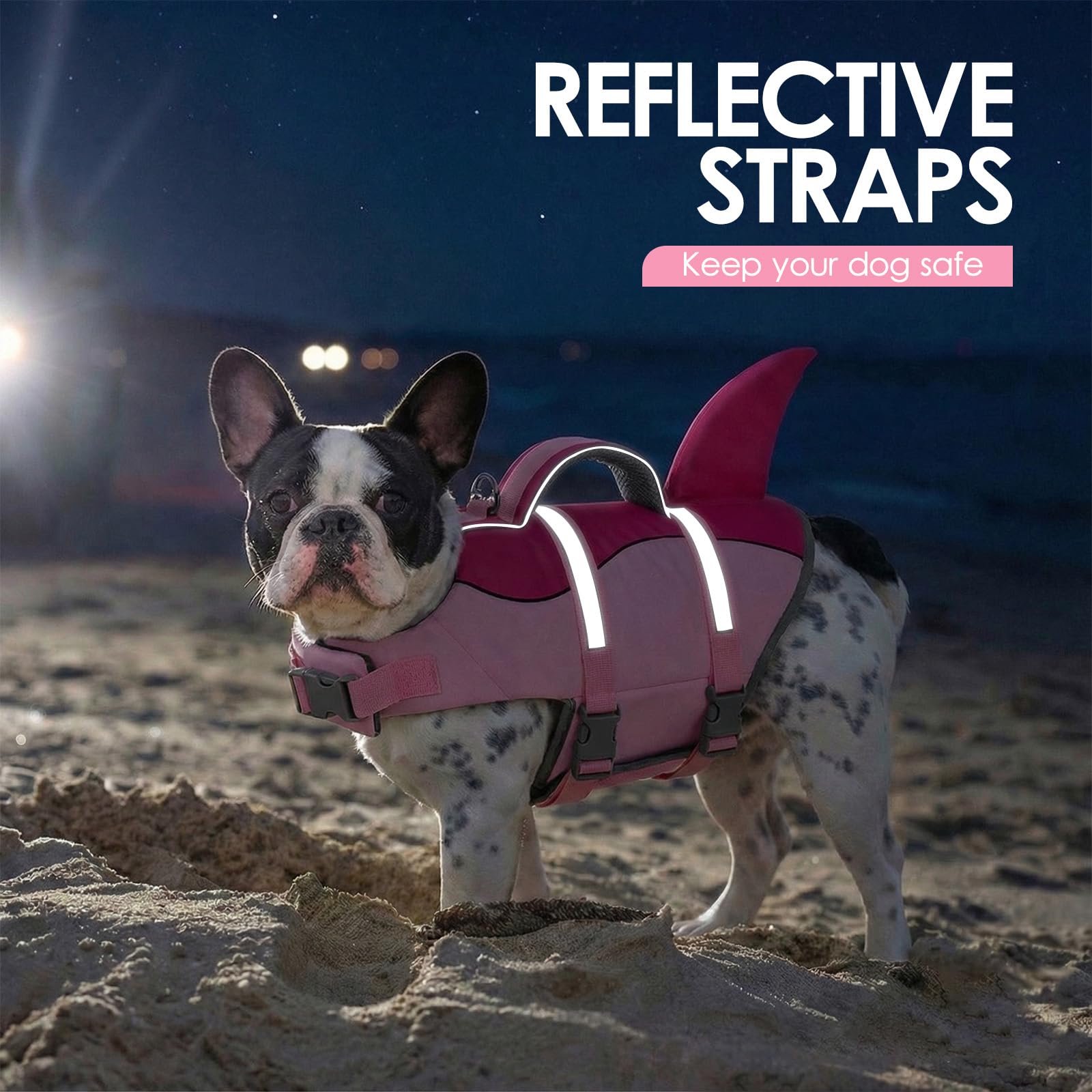 AOFITEE Chaleco Salvavidas para Perro, Chaleco Salvavidas para Perro, tiburón, Chaleco de Seguridad Reflectante para con flotabilidad Superior y asa de Rescate, Traje de baño Ajustable para
