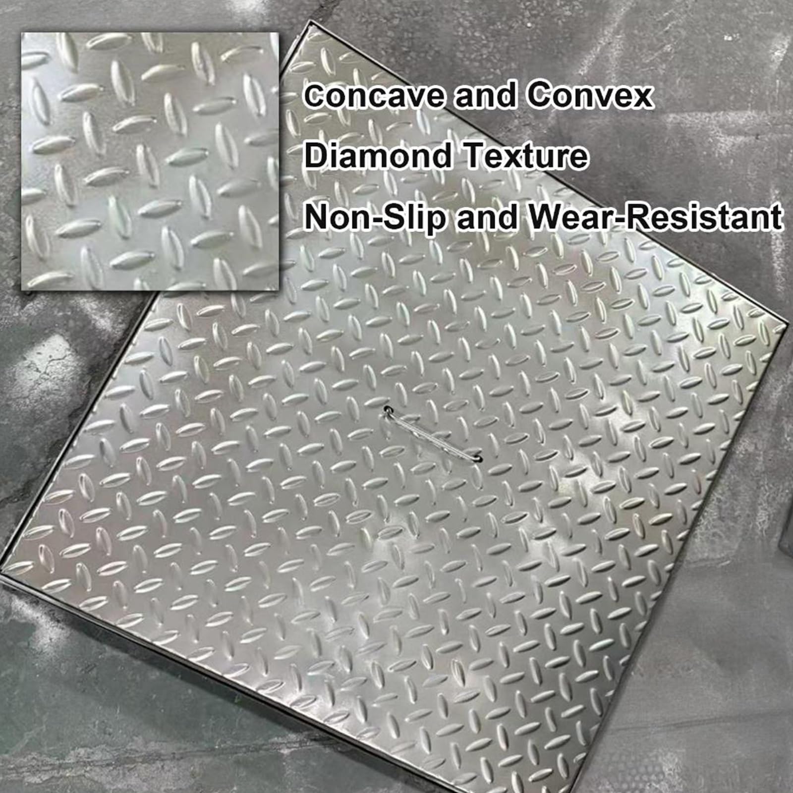 Tapa de Alcantarilla de Acero Inoxidable con Asa, Tapa Arqueta de Sumidero Empotrada y Marco para Patio, Jardín y Acera(45 * 45 * 2.5cm/18 * 18 * 1in)
