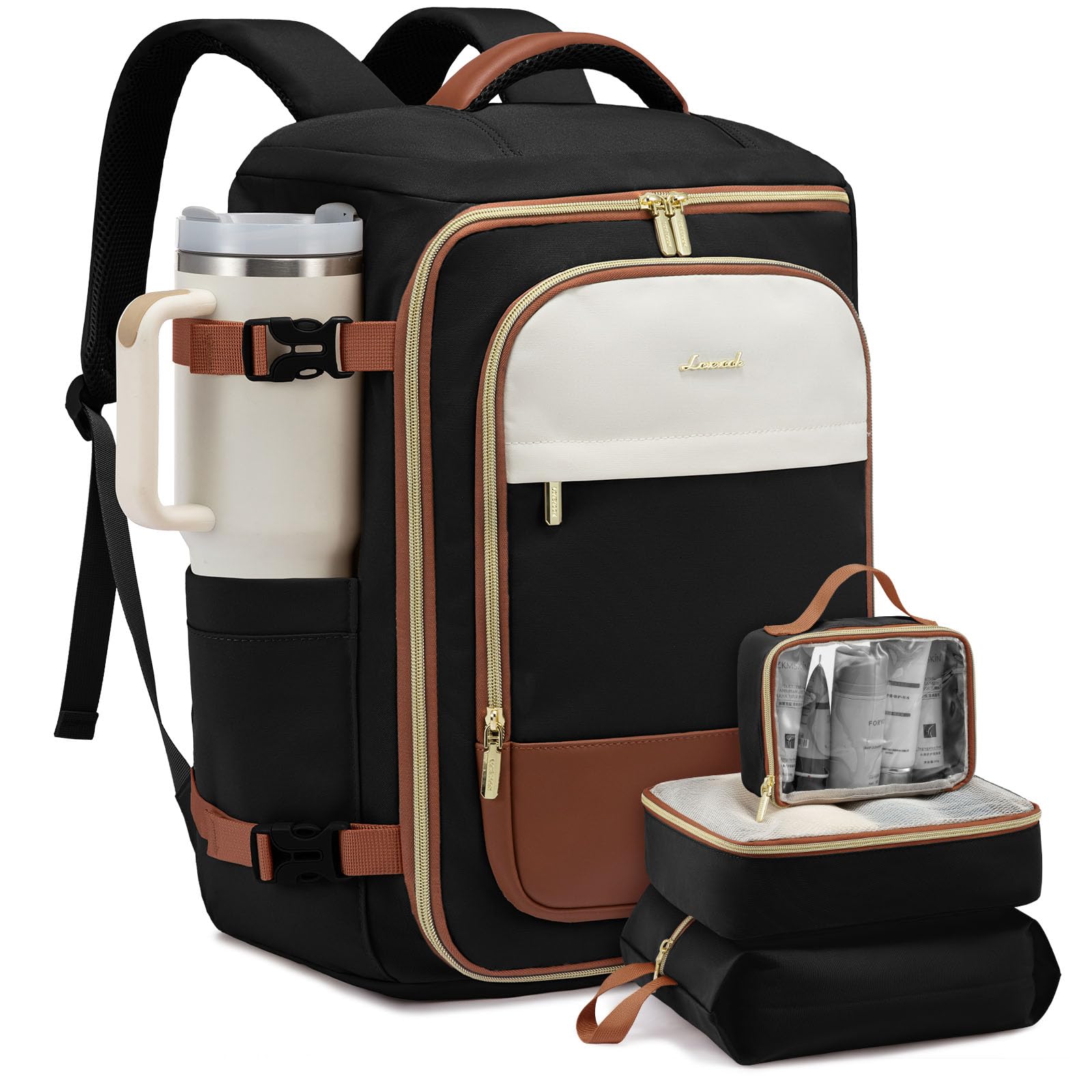 LOVEVOOK 40L Travel Backpack for Women, TSA Approved Carry On Backpack with 3 Packing Cubes, Personal Item Bag Fits 17" Laptop, Water-resistant Carry On Bag for Airplanes