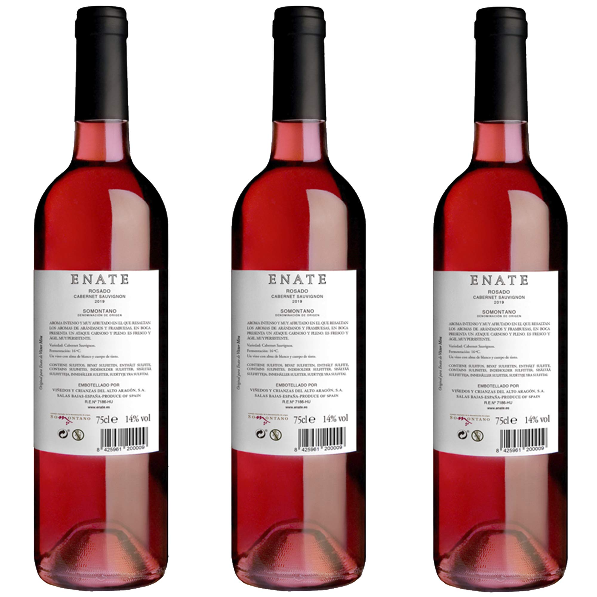 ENATE Cabernet Sauvignon - Monovarietal - Añada - D.O. Somontano - Vino Rosado - Afrutado (Arándano, Frambuesa y Pimienta) - Pack de 3 Botellas - 75cl