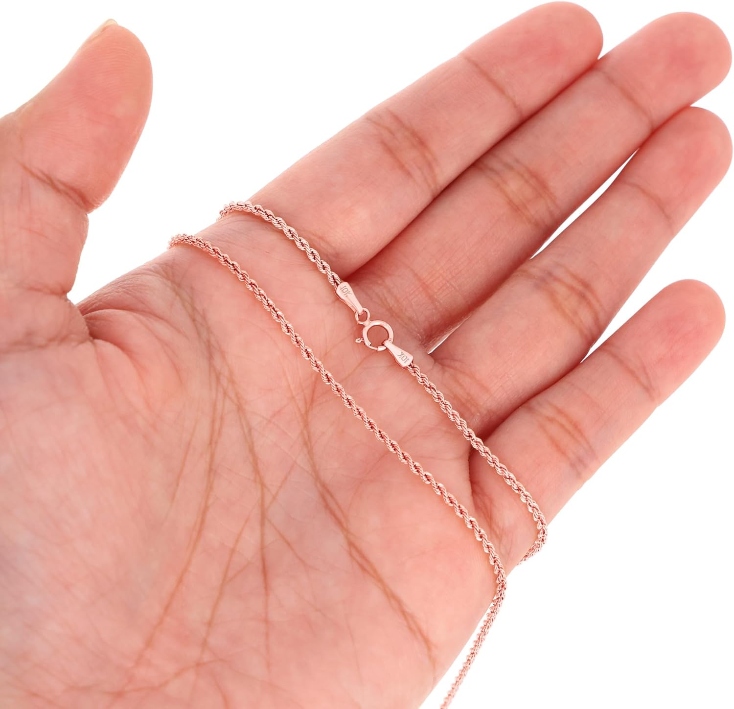 Nuragold 10K Real Rose Gold Rope Diamond Cut Chain Necklace 16"-30" (1.5mm-6mm) Italian Jewelry for Men & Women