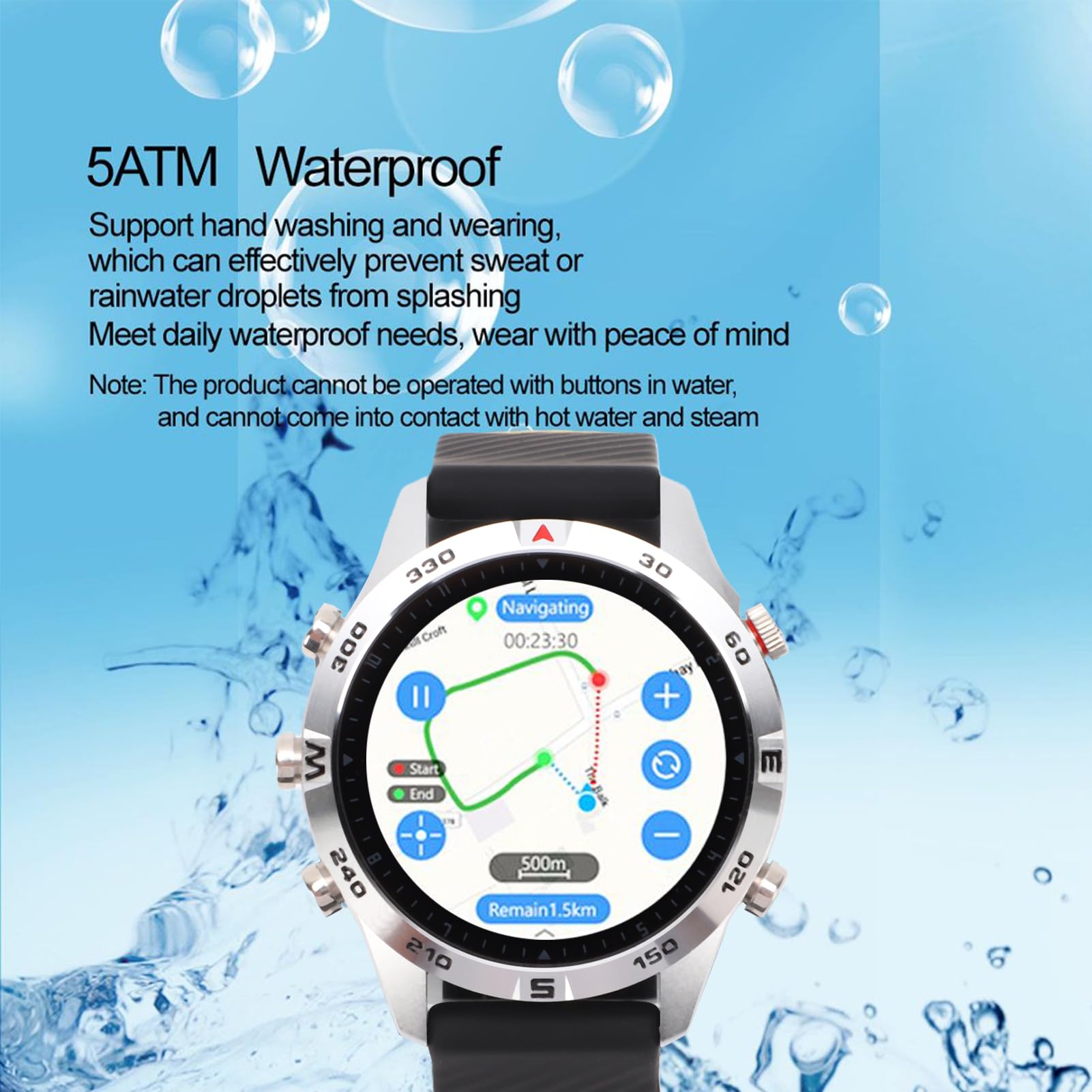 Orologio Sportivo Multifunzionale, per Uomo Donna (argento+nero) | Custodia in Lega di Zinco Batteria da 500 MAh 15 Giorni di Utilizzo Mappa Offline Monitoraggio del Sonno Quadranti
