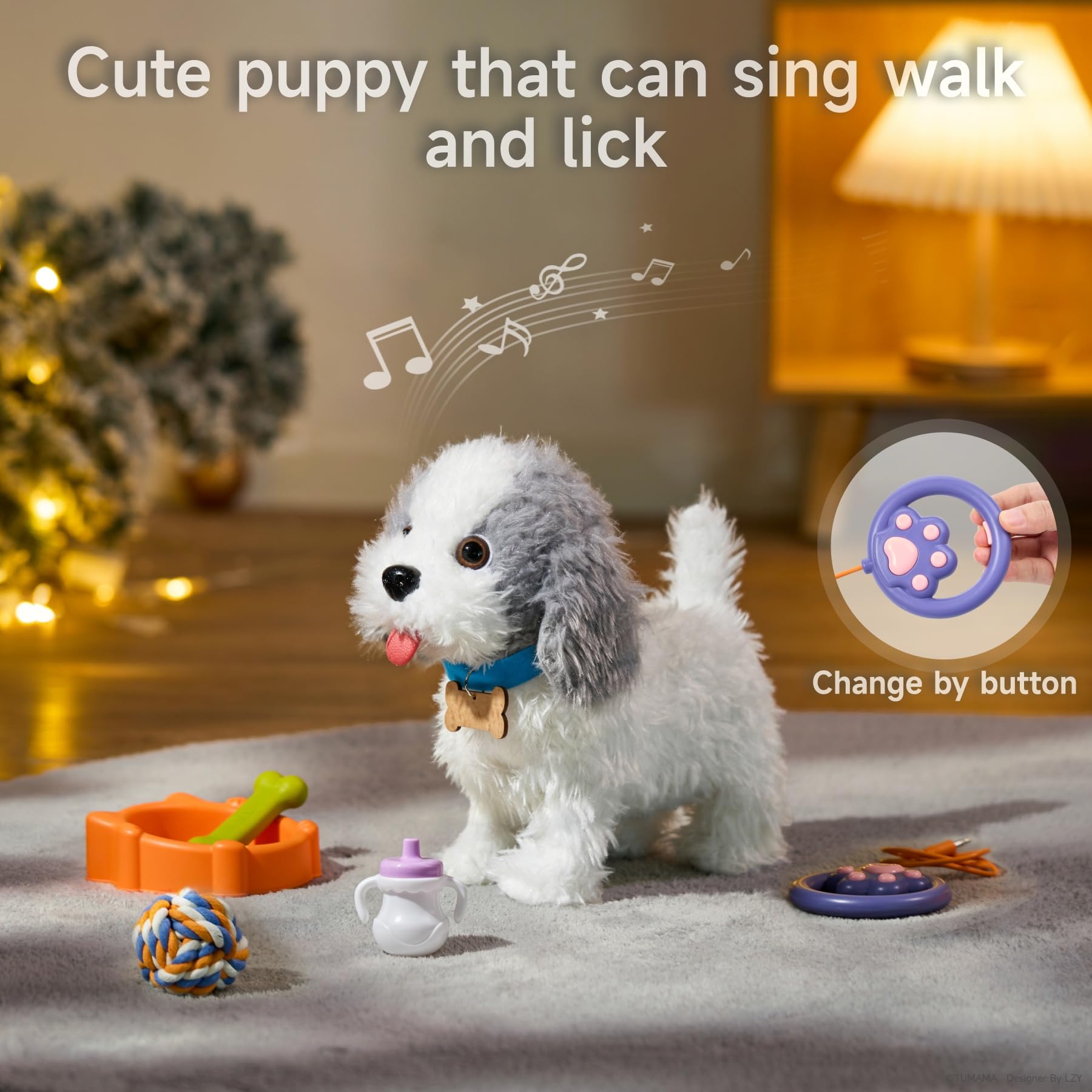OR OR TU Chien Jouet Enfant Peluche Qui Marche et aboie en Laisse Lèche, Chien Robot Animaux Interactifs Jouet pour Enfants 3 4 5 6+ Ans Filles Garçons Cadeau