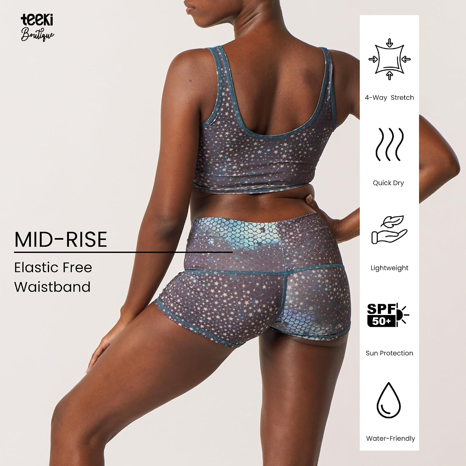 teeki Sun Shorts for Women, USA Made from Sustainable Eco Luxury Fabric, Lightweight Booty Shorts
