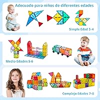 Vista 4 de Azulejos de Construcción Magnéticos, Set de Construcción de 134 Piezas con Imanes Grandes, Bloques Magnéticos, Juguetes de Apilamiento STEM 3D