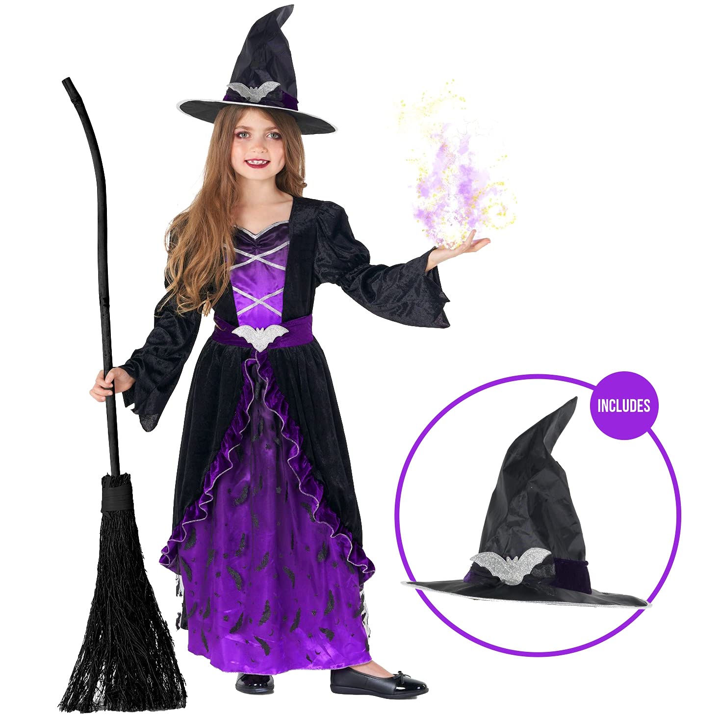 Morph Witch Costume Kids, Witch Costume For Girls, Halloween Costumes For Girls And Toddler (Girls M 7/8)