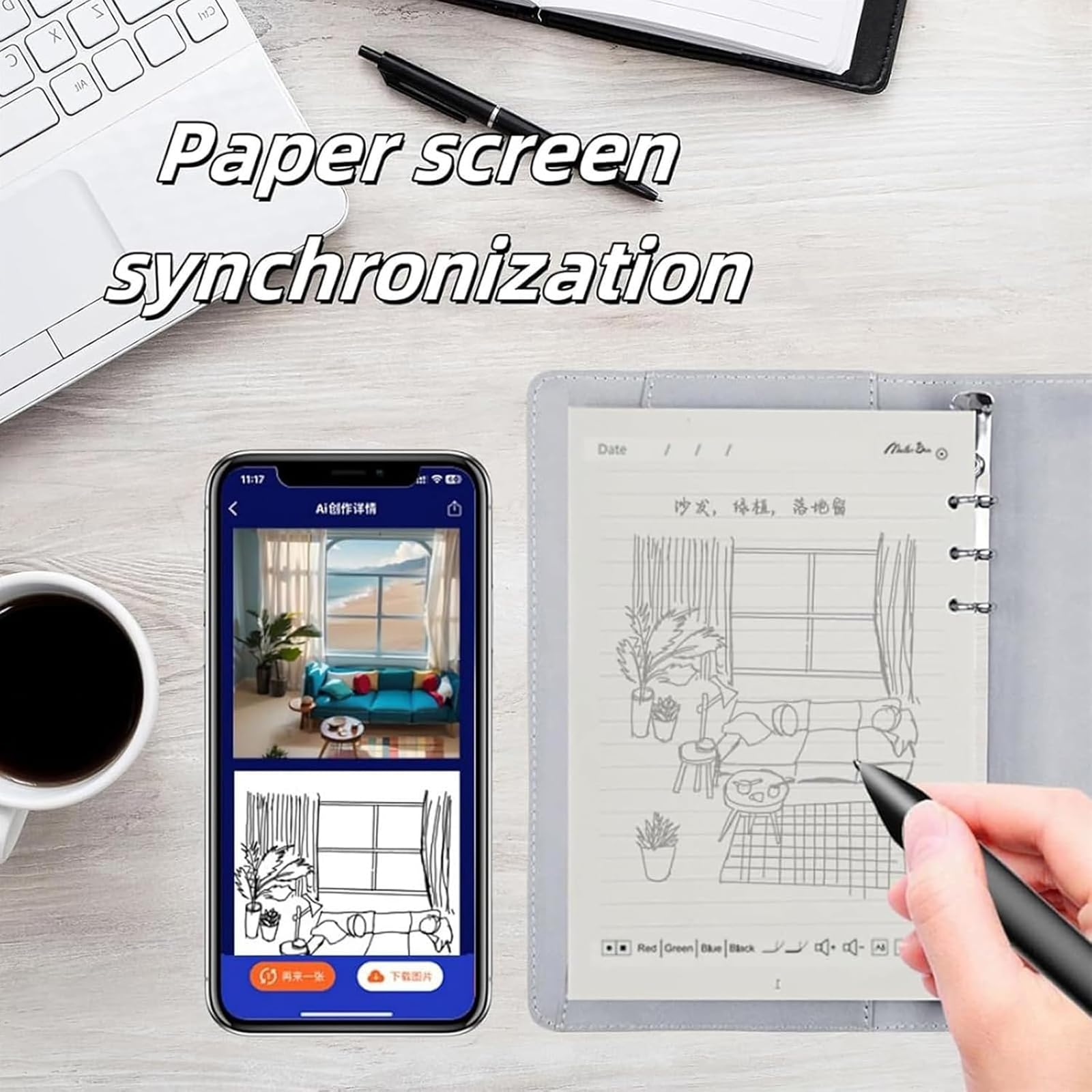 Xnote - Ai-Powered Smart Writing Set, Xnote Intelligente Notizbücher & Stifte mit Echtzeit-Synchronisation, Grafiktablett für Laptop, kabelloses Bluetooth Digitales Notizbuch für Notizen, Meetings