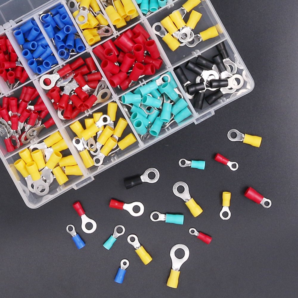 Hilitchi 160-Pcs 22-10 AWG Assorted Insulated Ring Wire Crimp Connector Terminals Assortment Kit