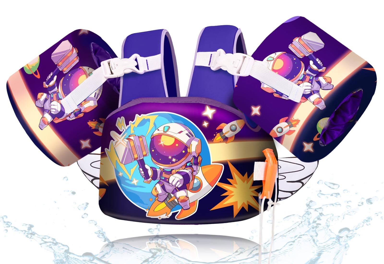 BiutiMama Toddler Floaties, Kids Swim Vest for 22-66 Lbs, Arm Floaties with Adjustable Straps Swim Floats & Arm Band Suitable for Water Sports Pool