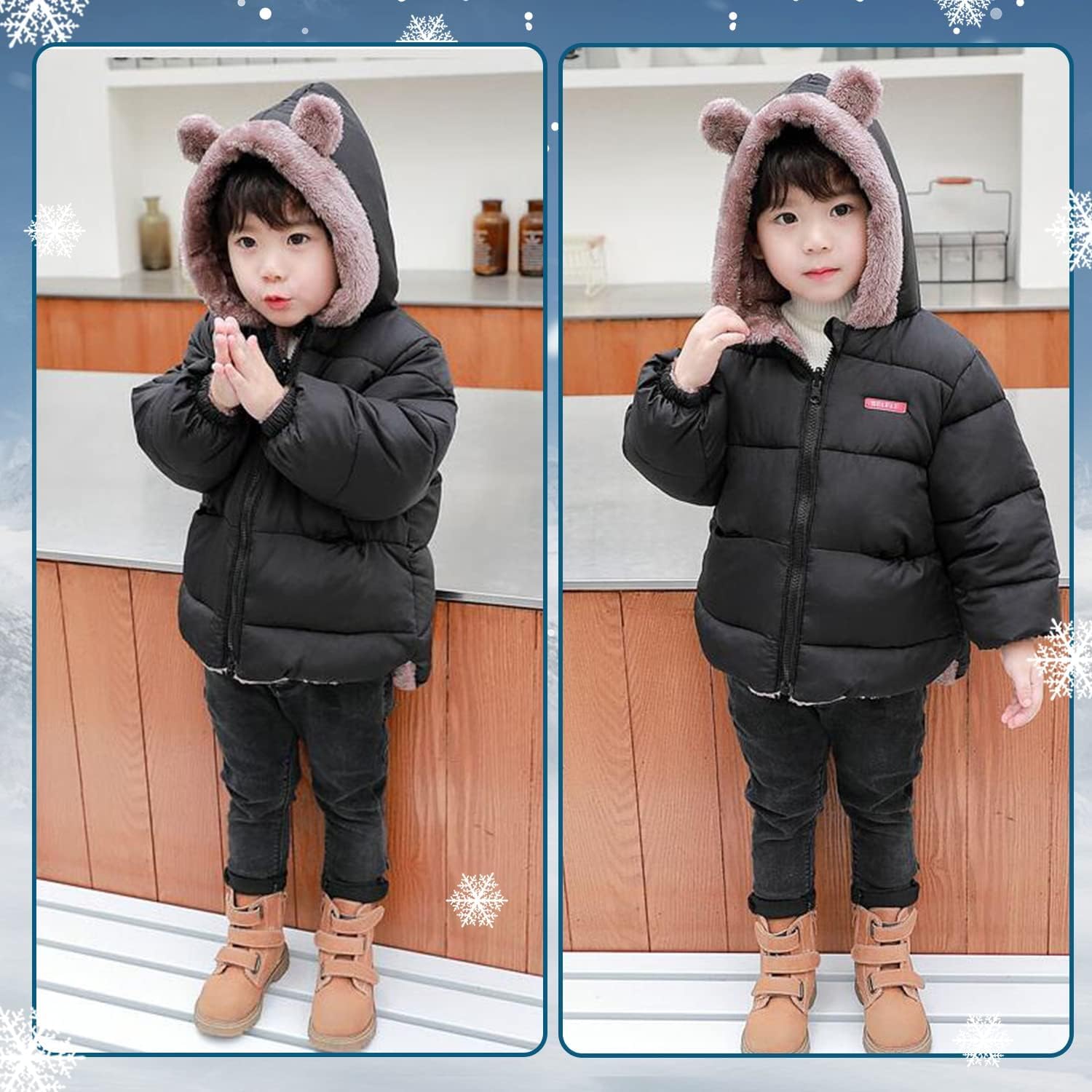 Fairy Baby Infant Baby Winter Coat Cute Teddy Bear Hooded Jacket Warm Fleece Outerwear Windproof Toddler Boys Girl 6M-4T - Image 2
