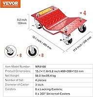 Vista 7 de VEVOR Plataforma con Ruedas, Capacidad de 8000 libras Movedor de Autos de Acero Resistente, Juego de Plataformas con Ruedas para Neumáticos de Auto