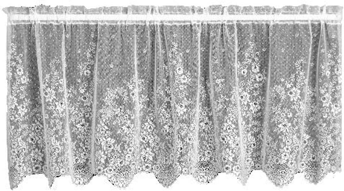 Heritage Lace Floret 60-Inch Wide by 30-Inch Drop Tier, Ecru