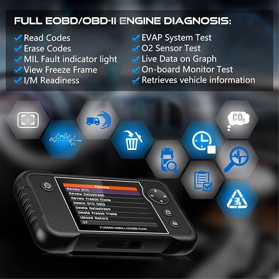 Car Diagnostic Tool OBD2 Scanner Auto Car Code Reader Check Engine ABS SRS Transmission Diagnostic Scan Tool Engine Code Reader Car Diagnostic Tool Car Code Scanner Color : Black, Size : One Size