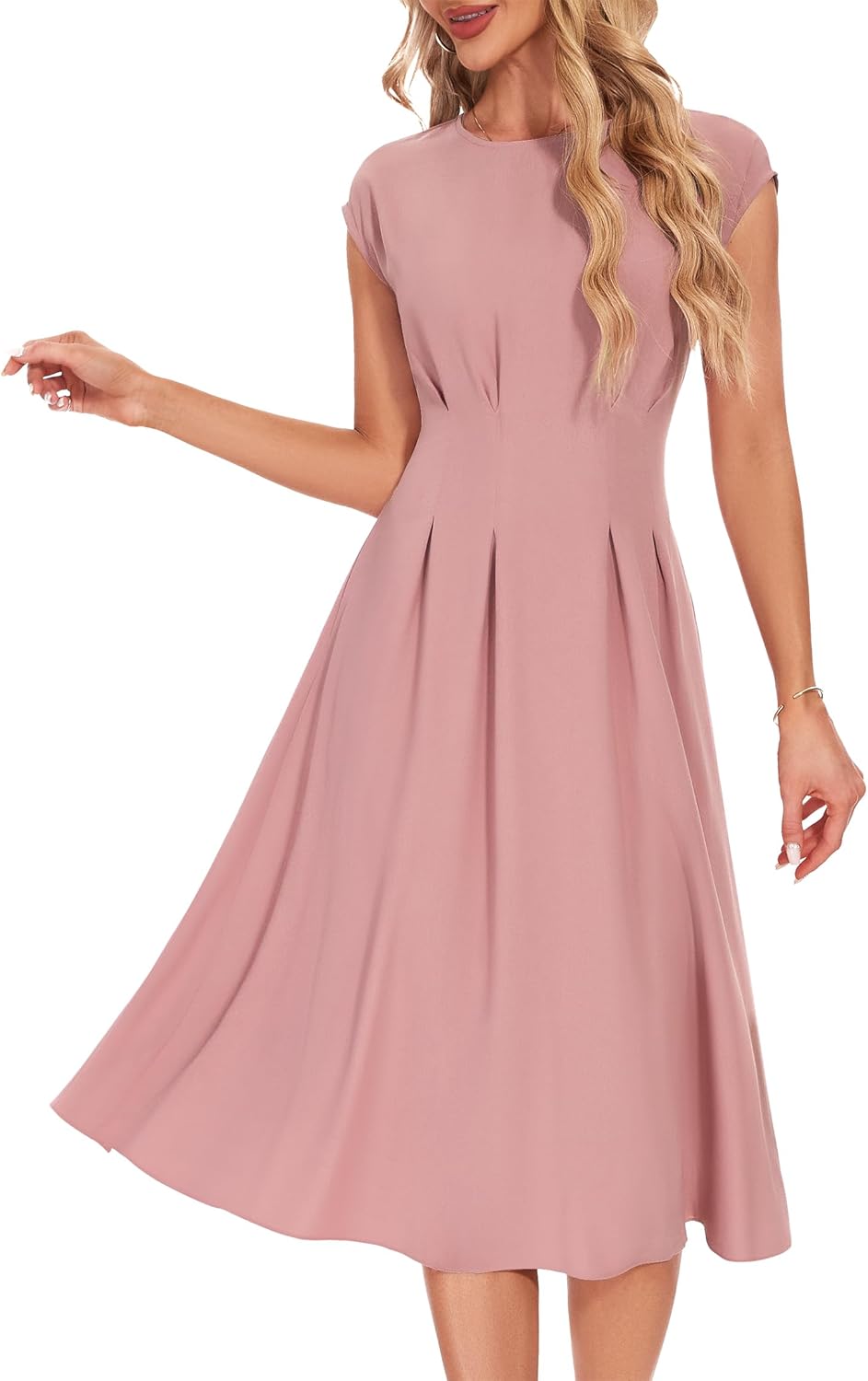 Wedtrend Women's 1940s Dresses with Pockets 50s Retro Dress Tea Length Cocktail Dress Vintage Swing Dresses
