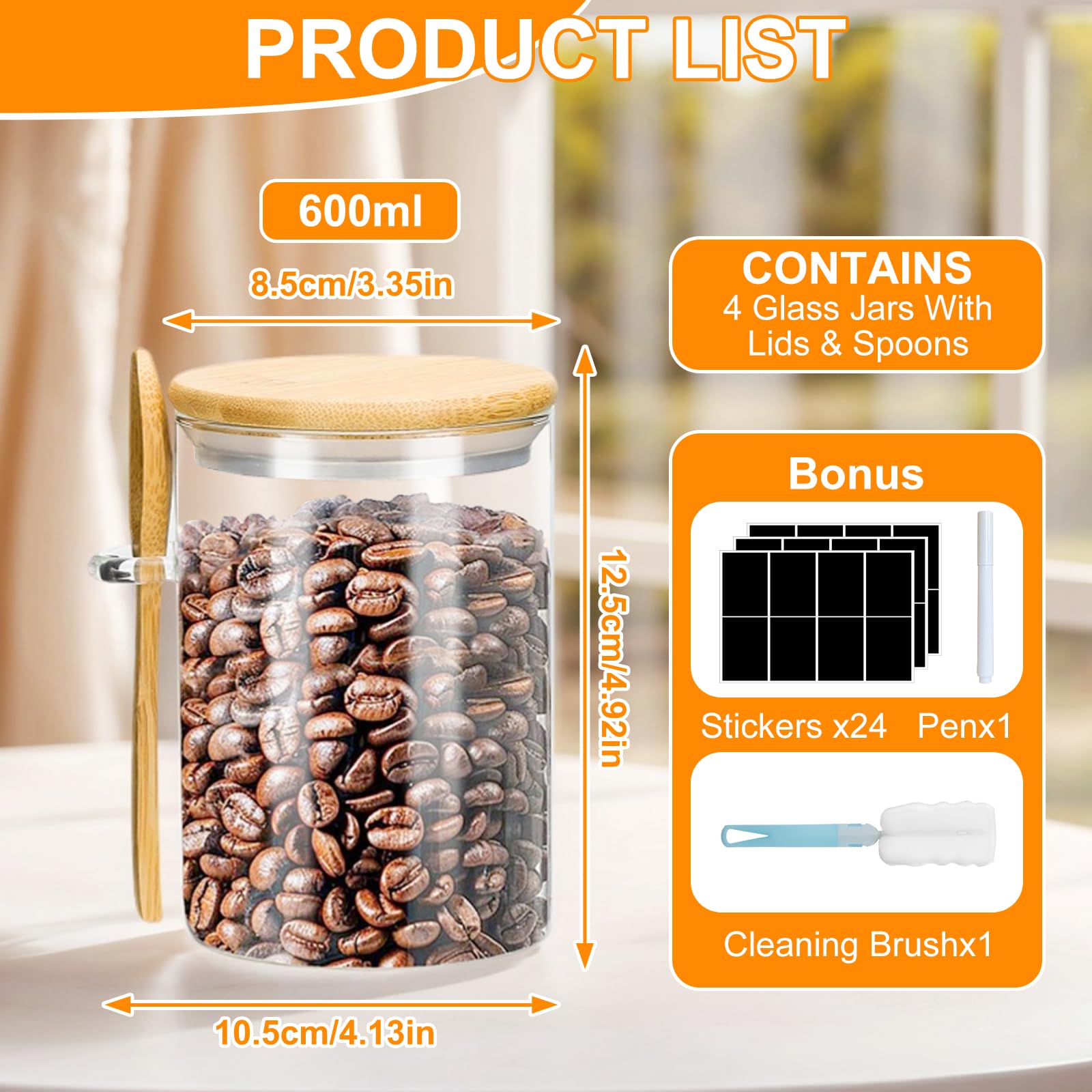 Bocaux en verre 750ml creative home - lot de 8 - couvercle hermétique - boite ra