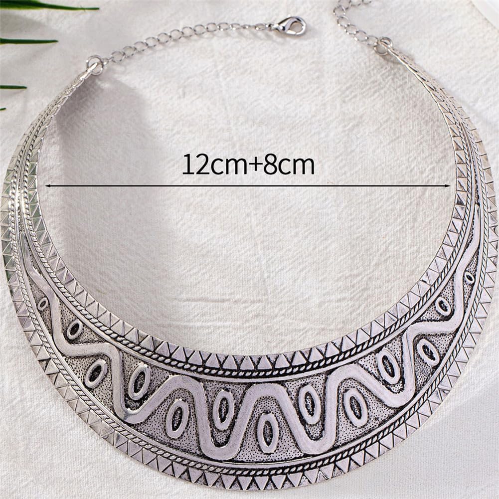 Hewill Chunky Gold Necklace Big Statement Chunky Necklace for Women African Tribe Wide Metal Choker Necklaces Jewelry - Image 5