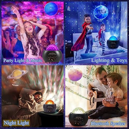 Miniatura 4 de Proyector de luz nocturna de planeta galaxia, luz de estrella de galaxia, altavoz Bluetooth de música, luz multicolor para dormitorio, regalo para
