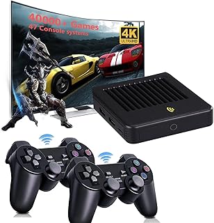 Retro Video Game Console,4K HDMI HD Output Android TV Super Box,Built-in 30000/40000/60000+Classic Video Game In TF Card,with 2 Classic Controllers, Plug and Play Games Console In 40+ Emulator Console
