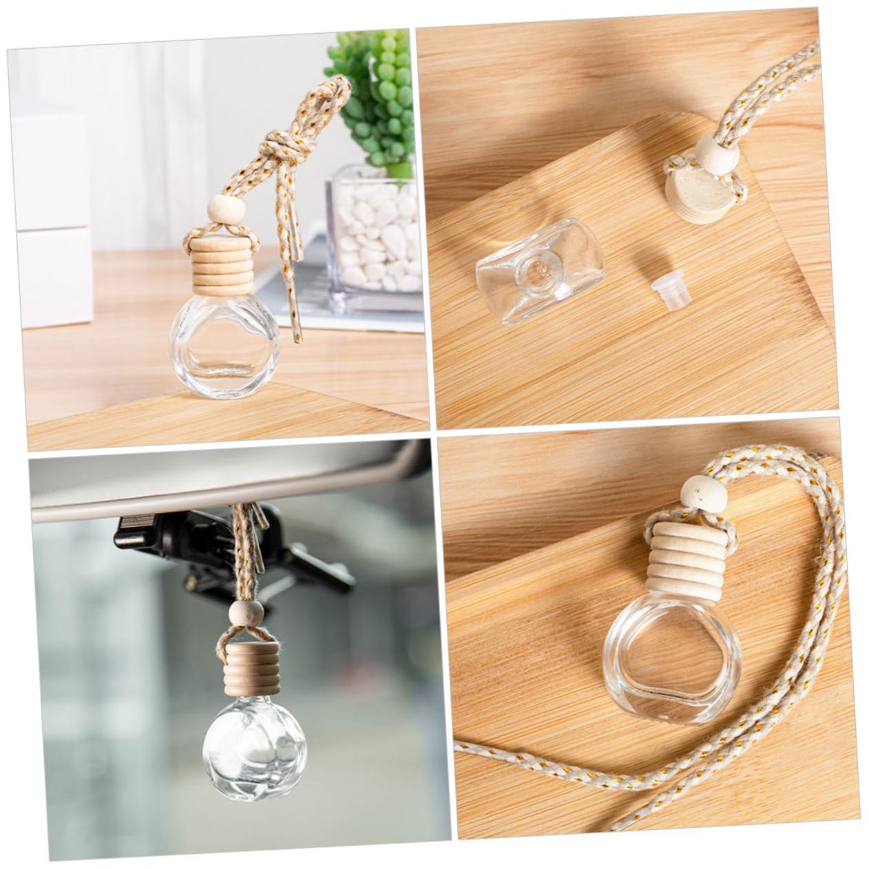 Gatuida 50stücke Auto Duftflasche Hängend Leere Glasflaschen Für Ätherische Öle Nachfüllbare Parfüm Diffuser Für Auto Transparentes Design Mit Aufhängeseil